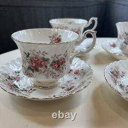 Set Of 8 Royal Albert Lavender Rose Teacups & Saucers, Bone China England EUC