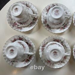 Set Of 8 Royal Albert Lavender Rose Teacups & Saucers, Bone China England EUC