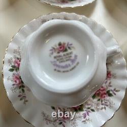 Set Of 8 Royal Albert Lavender Rose Teacups & Saucers, Bone China England EUC