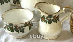 Set ROSINA YULETIDE Fine Bone China 34 Pieces Christmas Holly Made In England