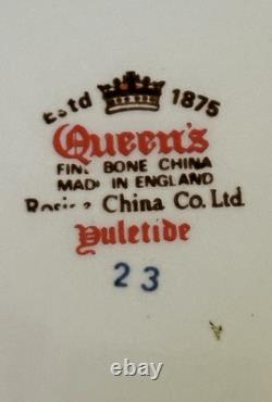 Set ROSINA YULETIDE Fine Bone China 34 Pieces Christmas Holly Made In England