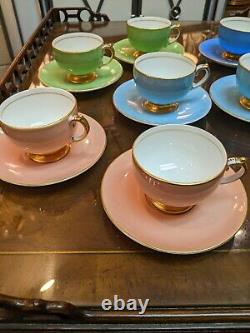 Set of 10 Copelands Grosvenor Bone China England Tea Cups and Saucers 8175