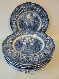 Set of 10 LIBERTY BLUE Ironstone China 10 Dinner Plate Staffordshire England