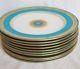 Set of 10 Minton Decorative China Dinner Plates Cobalt White Gold Gilt England