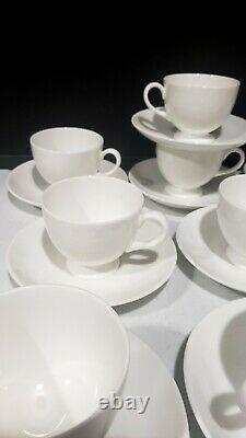 Set of 10 Wedgwood Cups Saucers Plain White Footed Bone China Made in England