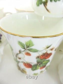 Set of 11 Duchess Bone China Fruit & Berries Gold Rim Coffee Cups, England