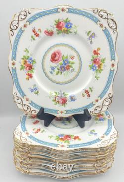 Set of 11 TUSCAN LOWESTOFT BLUE 9 Square COOKIE / SALAD PLATES England