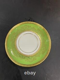 Set of 12 Coalport Bone China green & gold demitasse cup & saucer
