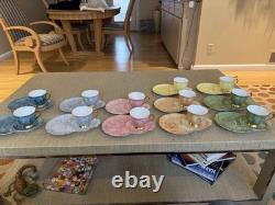 Set of 12 Royal Albert Gossamer Tennis Snack Sets Plates Cups Bone China