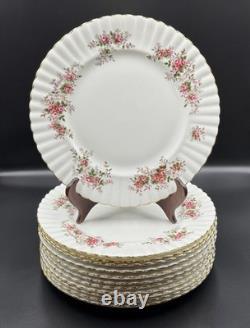 Set of (12) Royal Albert Lavender Rose 10.375 Bone China Dinner Plates England