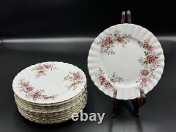 Set of (12) Royal Albert Lavender Rose 8.25 Bone China Salad Plates England