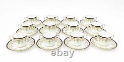 Set of 12 Royal Cauldon England Bone China Double Handled Teacups & Saucers