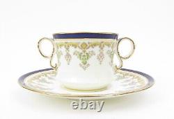 Set of 12 Royal Cauldon England Bone China Double Handled Teacups & Saucers