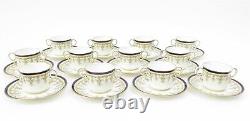 Set of 12 Royal Cauldon England Bone China Double Handled Teacups & Saucers