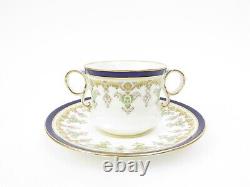 Set of 12 Royal Cauldon England Bone China Double Handled Teacups & Saucers