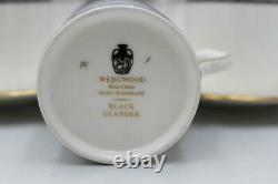 Set of 12 Wedgwood Bone China Black Ulander Bond Shape Demitasse Cups & Saucers