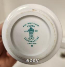 Set of 12 vintage crown Stafford shire bone china England tea set