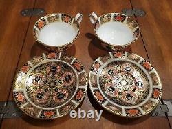 Set of 2 Royal Crown Derby Imari Bone China Teacups & Saucers