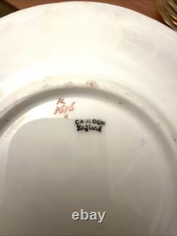 Set of 39 Pc Vtg Cauldon England Fine China Floral Rose Gold Rim Dinnerware 3616