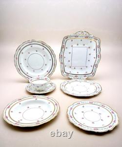 Set of 39 Pc Vtg Cauldon England Fine China Floral Rose Gold Rim Dinnerware 3616