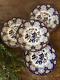 Set of 4 Antique Charles Meigh Flow Blue Chinoiserie Dinner Plates
