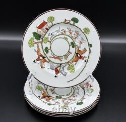 Set of (4) Coalport England HUNTING SCENE Bone China 7 Dessert Plates