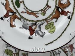 Set of (4) Coalport England HUNTING SCENE Bone China 7 Dessert Plates
