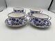 Set of 4 Spode COLONEL BLUE Cups & Saucers Made in England Bone China