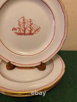 Set of 4 Spode England China TRADE WINDS RED Dinner Plates