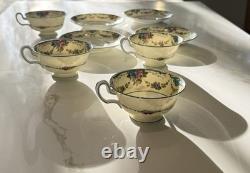Set of 4 Wedgwood Grosvenor Bone China Footed Cups & Saucers W697