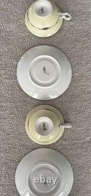 Set of 4 Wedgwood Grosvenor Bone China Footed Cups & Saucers W697