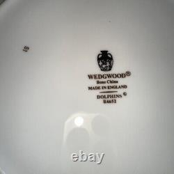 Set of (4) Wedgwood R4652 Dolphins Dinner Plate Bone China England Silver Trim