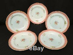 Set of 5 Adams China Calyx Ware LOESTOFT Floral 10 Dinner Plates, England