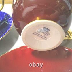 Set of 5 Aynsley Orchard Gold Cup & Saucer Fruit Bone China England Vintage
