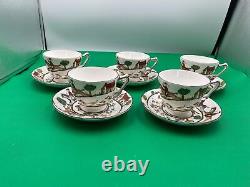 Set of 5 Crown Staffordshire HUNTING SCENE Cups & Saucer Sets Bone China England