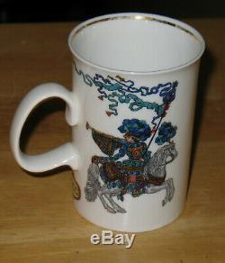 Set of 5 Gucci Fine Bone China Knight Themed Cups/Mugs Made in England