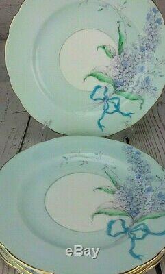 Set of 5 Paragon Bone China England LILAC Sky Blue Rim Salad Plates