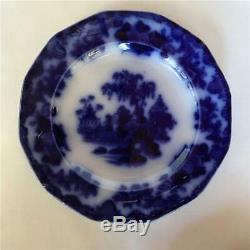 Set of 5 Scinde Pattern Flow Blue China Salad Plates J&G Alcock 1830s England