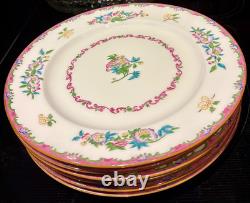 Set of 6 Antique Minton English Bone China Dinner Plates B925 Pattern, c. 1916