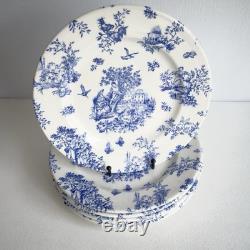 Set of 6 Churchill England Blue White DinnerPlates 10 Floral BirdTransferware