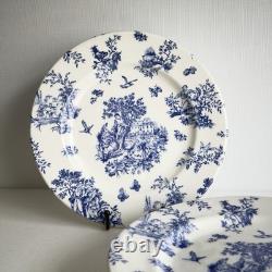 Set of 6 Churchill England Blue White DinnerPlates 10 Floral BirdTransferware