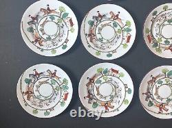 Set of 6 Crown Staffordshire Hunting Scene salad plates. 8.25 inches D