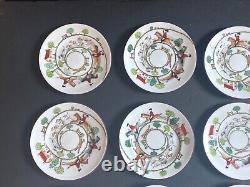 Set of 6 Crown Staffordshire Hunting Scene salad plates. 8.25 inches D
