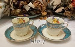 Set of 6 From 19's Aynsley Rose Tea Cup and Saucer Turquoise Bone China England