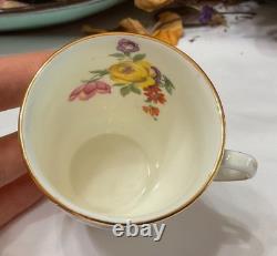Set of 6 From 19's Aynsley Rose Tea Cup and Saucer Turquoise Bone China England