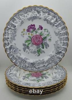 Set of 6 Vintage SPODE China Dove Dinner Plates, 10 5/8England, Excellent