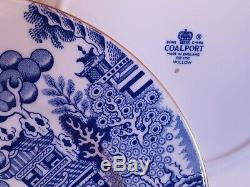 Set of 7 Coalport Bone China WILLOW Blue withGold Trim 8 Salad Plates, England
