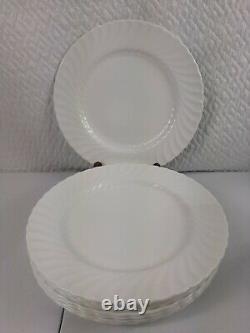 Set of 8 Aynsley Bone China England White Swirl 10 ½ Dinner Plates