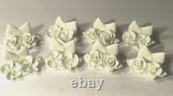 Set of 8 Coalport Bone China Ivory Floral Place Card Setting Holders England