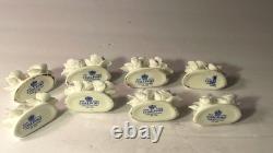 Set of 8 Coalport Bone China Ivory Floral Place Card Setting Holders England